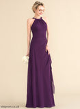 Neckline Floor-Length Fabric ScoopNeck Silhouette Length A-Line CascadingRuffles Embellishment Scarlet Bridesmaid Dresses