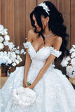 A Line Off The Shoulder Wedding Dresses Tulle With Applique And STBPR88F3G3