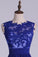 Hot Selling Homecoming Dresses Scoop A-Line Short/Mini Chiffon Dark Royal Blue