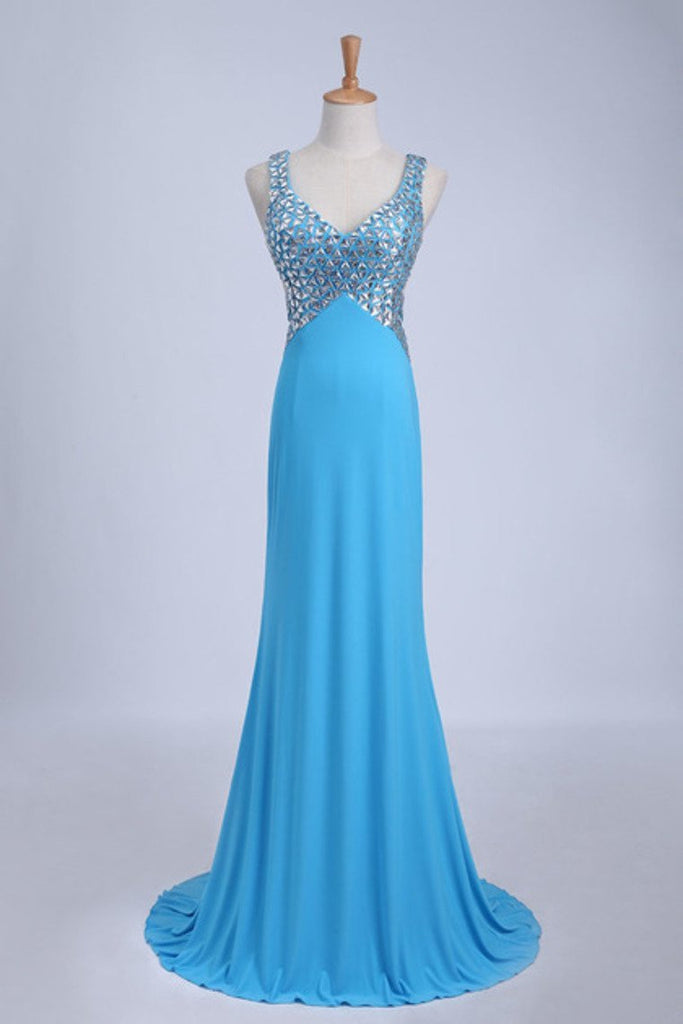 Straps Prom Dresses Open Back Sheath/Column With