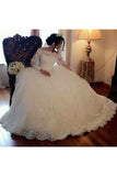 Ball Gown Tulle Backless Wedding Dresses Long
