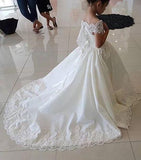 Lovely Cap Sleeves Appliques Ball Gown Little Flower Girl Dress, Off the Shoulder Baby Dress STB15257
