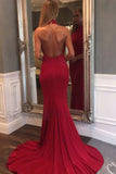Sexy Open Back Halter Ruched Bodice Evening Dresses