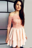 Off The Shoulder 3/4 Sleeves A Line Short Homecoming Dress With