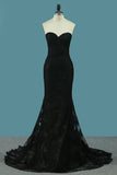 New Arrival Black Mermaid Lace Prom Dresses Sweetheart With Sweep