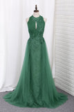 Prom Dresses Scoop Lace & Tulle With Applique Mermaid Sweep