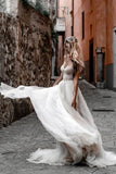 Rustic A Line Tulle Sweetheart Strapless Wedding Dresses, Sleeveless Beach Bridal Dresses STB15526