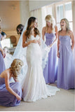 Elegant Lavender Strapless Chiffon Bridesmaid Dresses, Ruffles Wedding Party Dresses STB15172