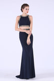 Two-Piece Scoop Spandex With Beading Mermaid Prom