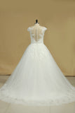 Scoop Wedding Dresses Tulle With Applique Court Train