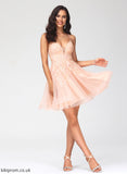 Homecoming Dresses Tulle Short/Mini With Dress Giovanna V-neck Sequins Homecoming A-Line Lace