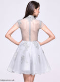 Homecoming Dresses Lace With Vera High Neck Lace Organza Short/Mini Appliques Tulle Homecoming A-Line Dress