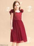 Flower Presley Flower Girl Dresses Satin/Tulle Girl With Dress V-neck Sleeveless A-Line Tea-length Flower(s)/Bow(s) -