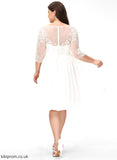 A-Line With Scoop Chiffon Sequins Knee-Length Lace Wedding Dresses Neck Laci Wedding Dress