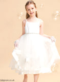 Girl Sleeveless Straps A-Line - Ashleigh Flower Satin/Tulle Dress With Tea-length Beading Flower Girl Dresses