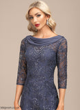 With Neck Mikayla Sequins Sheath/Column Dress Lace Cocktail Scoop Cocktail Dresses Knee-Length Chiffon
