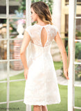 Wedding A-Line Dress Lace Knee-Length Scoop Johanna Neck Wedding Dresses