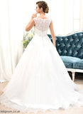 Satin With Lace Wedding Dresses Sequins Beading Emely Wedding Ball-Gown/Princess Dress Organza Sweep Train
