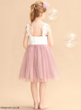- Flower Dress Paisley Knee-length Girl Flower Girl Dresses A-Line V-neck Sleeveless Tulle/Lace