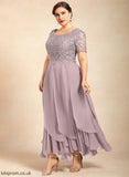 Bride Mother of the Bride Dresses Dress Ankle-Length With Neck Scoop the Lace Ruffles A-Line Mother of Kaylah Cascading Chiffon