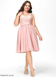 Dress Cocktail V-neck Chiffon Cocktail Dresses Knee-Length A-Line With Lace Lace Lina Bow(s)