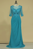 Scoop With Applique & Beads Mother Of The Bride Dresses Chiffon Mid-Length