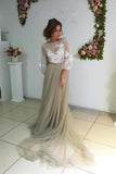 Long Puff Sleeves Prom Dresses Appliques See Through Evening Prom STBP2HJK88Z