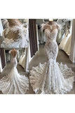 Luxury Lace Mermaid Wedding Dress With Train Sexy Open Back Pearls Wedding STBPE5AS8YA