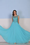 Chiffon Scoop A Line With Beading Sweep Train Prom