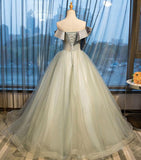Ball Gown Strapless Appliques Beads Tulle Quinceanera Dresses with Lace up, Prom Dresses STB15564