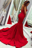 Sexy Red Sweetheart Mermaid Prom Dresses, Strapless Sweetheart Evening Dresses STB15348