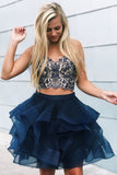 Two Piece Beading Homecoming Dress Lace Up Back Sweetheart