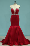 Lace Up Sweetheart Satin With Beading Prom Dresses