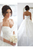 Ball Gown Tulle Applique Sweetheart Sleeveless Sweep/Brush Train Wedding