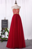A Line Sweetheart Tulle With Beading Floor Length Prom