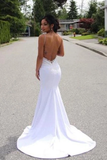 Spaghetti Straps Mermaid Wedding Dress With Appliques Sexy Backless Bridal STBPGZT9APS