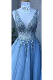 Sequis 3D Flower Prom Dresses A Line Deep V Neck Formal Dresses (Leave Style A Or B In The Remark