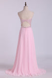 Sexy Open Back Prom Dress Sweetheart A Line Floor Length Chiffon With