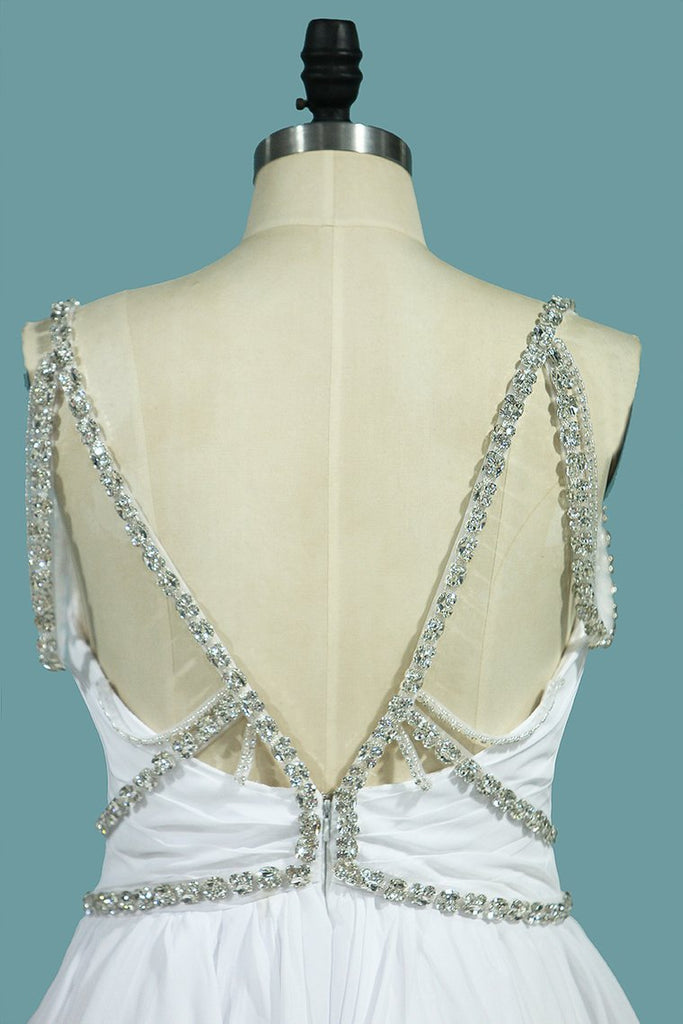 Spaghetti Straps Wedding Dresses A Line With Beading