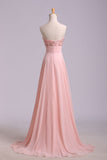 New Arrival Prom Dresses A Line Sweetheart Sweep/Brush Chiffon With Beading