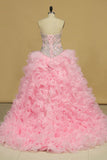 Sweetheart With Beads And Applique Quinceanera Dresses Organza Court