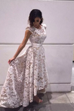 Lace Scoop Asymmetrical Prom Dresses A Line Zipper