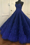 Princess Ball Gown Royal Blue Sweetheart Beads Sweet 16 Quinceanera Dresses STB15588