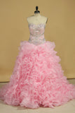 Sweetheart With Beads And Applique Quinceanera Dresses Organza Court