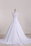 Wedding Dresses Scoop With Applique And Sash A Line Stretch