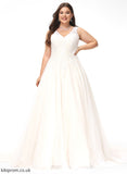 Wedding Dresses V-neck Wedding Train Tulle Lace Ball-Gown/Princess Hailie Dress Court