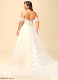 Court Dress Wedding With Sequins Tulle Raven Wedding Dresses Off-the-Shoulder Train Lace Ball-Gown/Princess