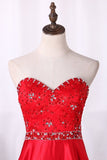 Sweetheart Prom Dress A-Line Lace Bodice With Satin Skirt