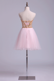 Collection Short/Mini Strapless A Line Beadings Organza