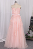 Sweetheart Prom Dresses A Line Tulle With Applique